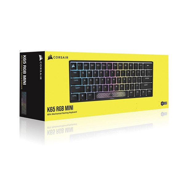 Corsair K65 RGB MINI 60% Mechanical Gaming Keyboard, Backlit RGB LED, CHERRY MX SPEED Keyswitches, Black -