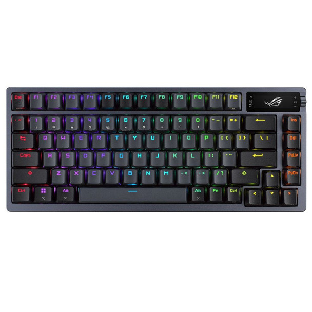 ASUS ROG AZOTH/NXBL (Blue Switch) RGB Gunmetal Wireless Mechanical Keyboard, Gasket Mount Design, Tri-mode Connection, OLED Display