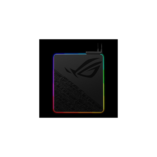 ASUS ROG Balteus QI Gaming Mouse Pad (NH01) Qi Wireless Charging LED Indicator, 15-Zone Aura Sync, Portrait Hard Surface, USB Passthrough