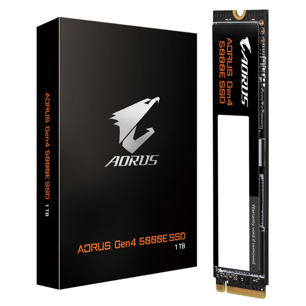Gigabyte AORUS Gen4 5000E SSD 1TB PCI-Express 4.0x4, NVMe 1.4, Sequential Read ~5000 MB/s, Sequential Write ~4600 MB/s