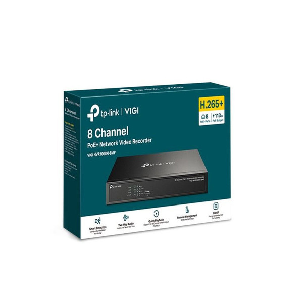 TP-Link VIGI NVR1008H-8MP 8 Channel PoE Network Video Recorder, 24/7 Continuous Recording,4K HDMI Video Output & 16MP Decoding Capacity (LD)