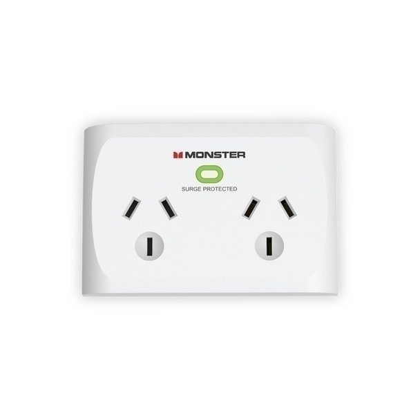 Monster Dual Socket Surge Protector - White