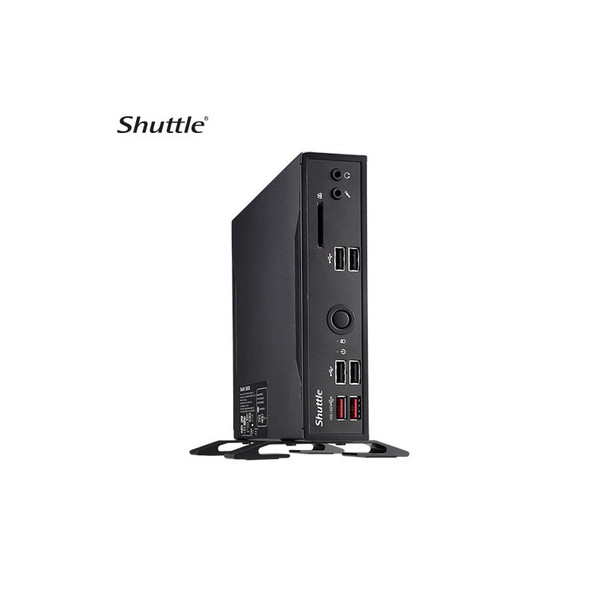 Shuttle DS20U Slim Mini PC 1L Barebone - Intel Celeron 5205U, Fan-less, 2x LAN, RS232/RS422/RS485, HDMI, DP, VGA, Vesa Mount, 65W adapter