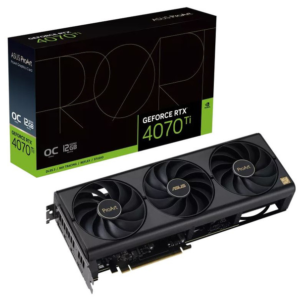 ASUS nVidia GeForce PROART RTX4070TI-O12G ProArt GeForce RTX4070 Ti OC edition 12GB GDDR6X, 2730 MHz Boost Clock, RAM 21Gbps, HDMIx1, DPx3