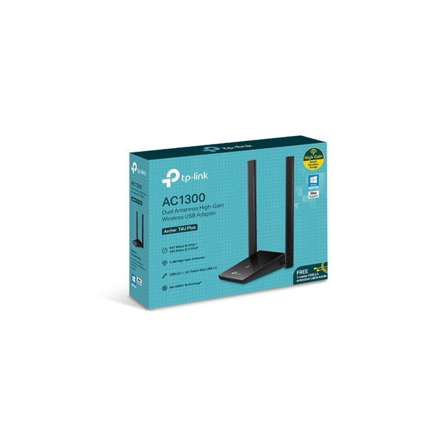 TP-Link Archer T4U Plus AC1300 High Gain Dual Band Wi-Fi USB AdapterSPEED: 867 Mbps at 5 GHz + 400 Mbps at 2.4 GHzSPEC: 2× High Gain External Anten