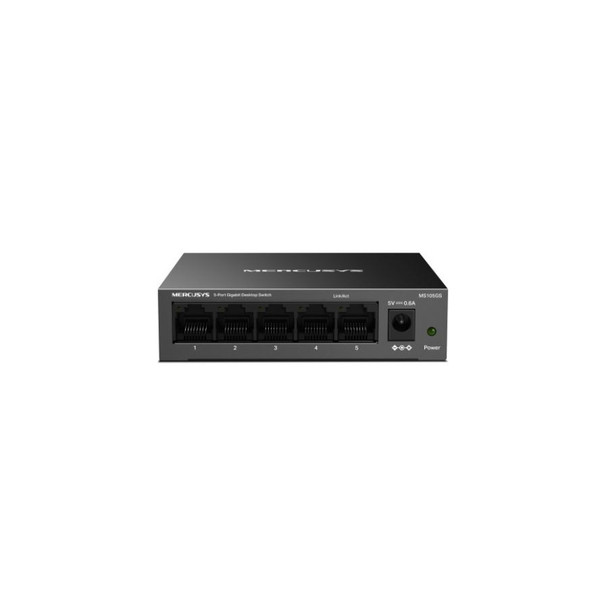 Mercusys MS105GS 5-Port Gigabit Desktop Switch, 5×10/100/1000 MbpsRJ45 port Supporting Auto-MDI/MDIX