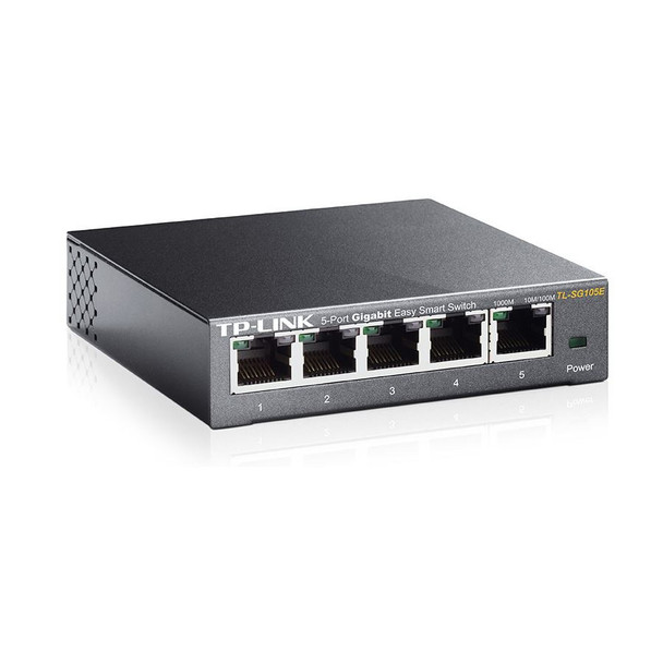 TP-Link TL-SG105E 5-Port Gigabit Desktop Easy Smart Switch, 5 10/100/1000Mbps RJ45 Ports, MTU/Port/Tag-based VLAN, QoS, IGMP Snooping