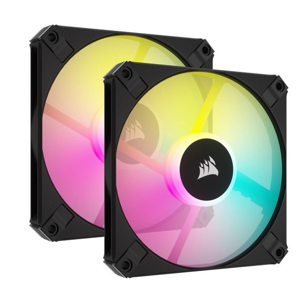 CORSAIR AF SLIM Series, AF120 RGB SLIM ICUE, 120mmx15mm Fluid Dynamic Bearing RGB Fan, Dual Pack with Lighting Node CORE