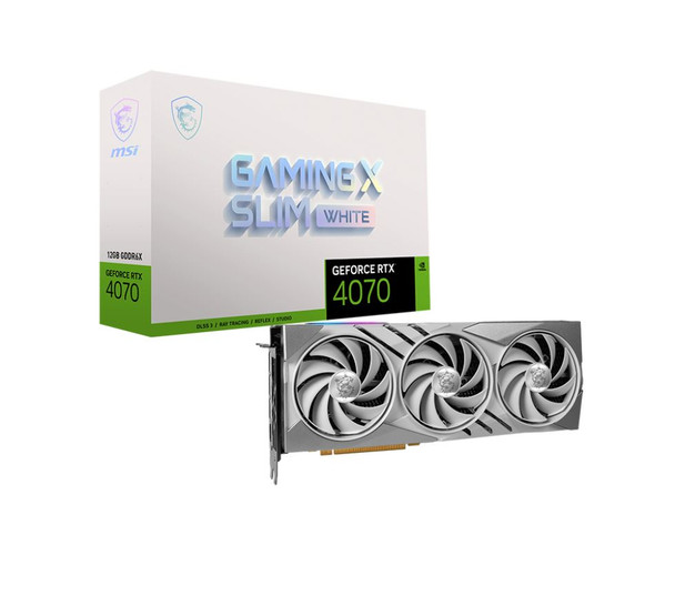 MSI nVidia GeForce RTX 4070 GAMING X SLIM WHITE 12G Video Card TBD MHz Boost Clock, 12GB GDDR6X,DisplayPort x 3 (v1.4a),HDMI x 1(NEW)