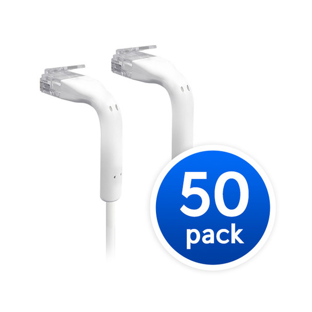 UniFi Patch Cable 50-Pack .22m White, Both End Bendable to 90 Degree, RJ45 Ethernet Cable, Cat6, Ultra-Thin 3mm Diameter U-Cable-Patch-RJ45
