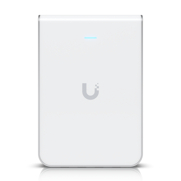 Ubiquiti UniFi Wi-Fi 6 In-Wall Wall-mounted Access Point with a built-in PoE switch.