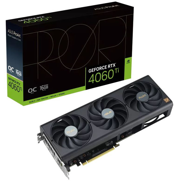 ASUS nVidia GeForce PROART RTX4060TI-O16G RTX4060 Ti OC Edition 16GB GDDR6, 2655 MHz Boost Clock, RAM 18 Gbps, 3xDP, 1xHDMI