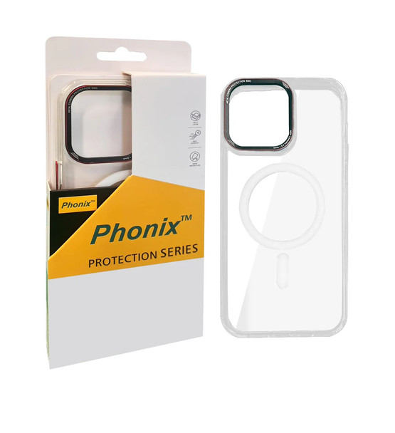 Phonix Apple iPhone 15 (6.1') Clear Armor Hard MagSafe Case With Metal Mens Protection White
