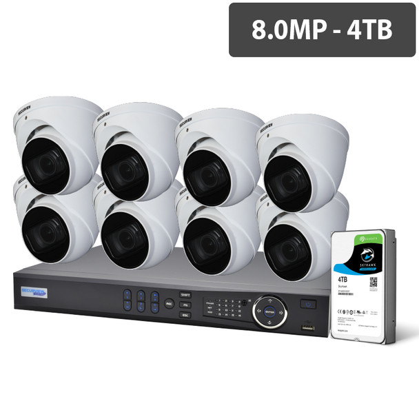 Securview Professional 16 Channel 8.0MP HDCVI Surveillance Kit (8 x Motorised Cameras, 4TB HDD)