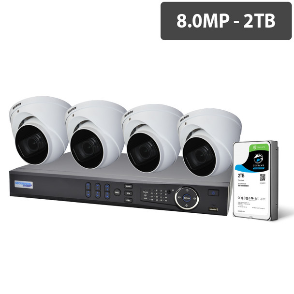 Securview Professional 8 Channel 8.0MP HDCVI Surveillance Kit (4 x Motorised Cameras, 2TB HDD)