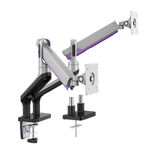 Brateck Dual Monitor Premium Aluminium Spring-Assisted Monitor Arm Fit Most 17'-32'  Flat Panel and Curved Monitors Up to 9kg per screen (Sliver)(LS)