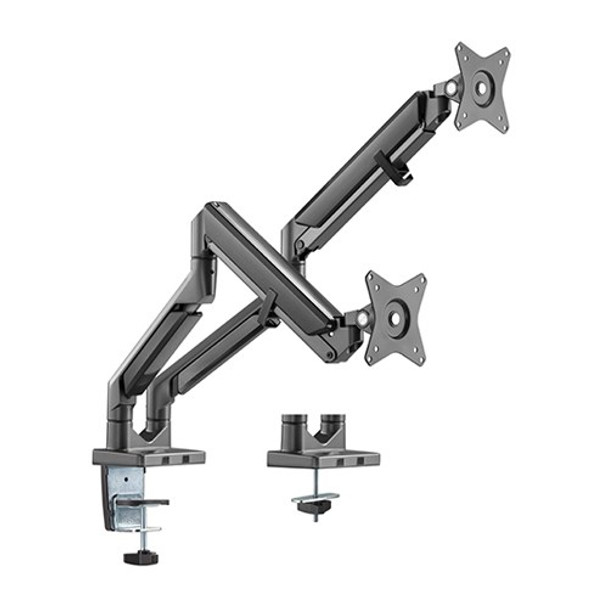 Brateck Dual Monitors Epic Gas Spring Aluminum Monitor Arm Fit Most 17'-32' Monitors, Up to 9kg/ screen VESA 75x75/100x100 Space Grey(LS)-LDT10