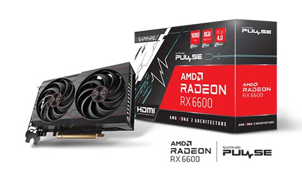 SAPPHIRE PULSE AMD RADEON™ RX 6600 Gaming Graphics Card 8GB GDDR6, AMD RDNA 2, HDMI/DP (11310-01-20G)