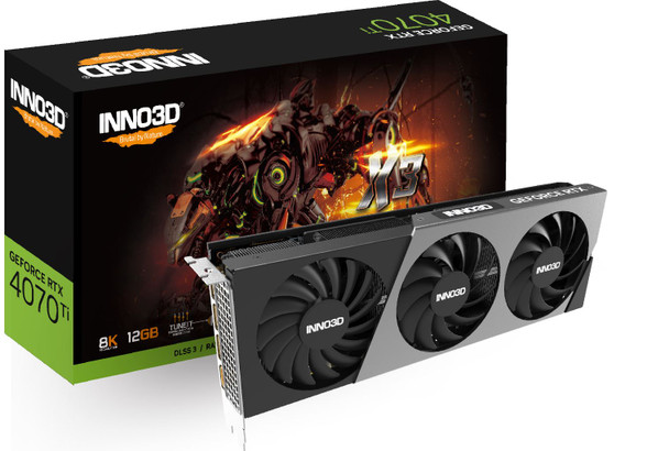 INNO3D nVidia GeForce RTX 4070 Ti X3 12GB GDDR6X, 2610MHz Boost Clock, RAM 21Gbps, 3xDP, 1xHDMI, 297x118x42mm (4070TI)