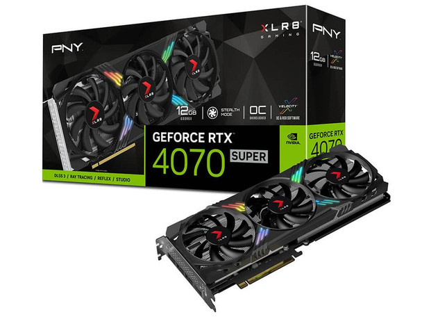 PNY GeForce RTX 4070 SUPER 12GB XLR8 Gaming VERTO EPIC-X RGB Overclocked Triple Fan DLSS 3