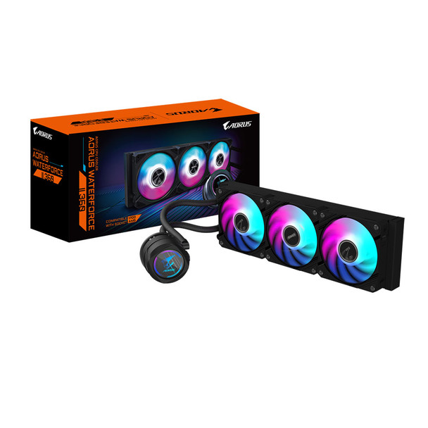 Gigabyte AORUS WATERFORCE II 360 LCD display AIO liquid cooler, Intel 2066, 2011,1366,115x,1700, AMD TR4, AM5, AM4, sTRX4