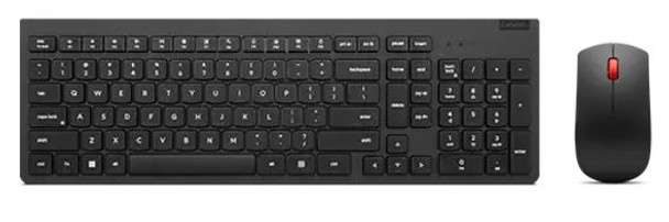 Lenovo Essential Wireless Combo Keyboard & Mouse Gen2 Low Profile Adjustable Tilt Leg Spill Resistant 1600DPI 3 buttons Optical Sensor 18mths Battery