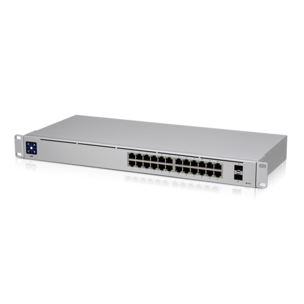 Ubiquiti UniFi 24 port Managed Gigabit Switch - 24x Gigabit Ethernet Ports, with 2xSFP - Touch Display - Fanless - GEN2, Incl 2Yr Warr