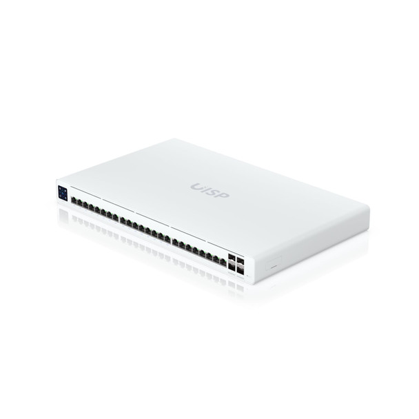 Ubiquiti UISP Switch Professional, 24 GbE RJ45 ports, 16 with 27V Passive PoE Output,  4 10G SFP+ ports, Color Touchscreen,  Incl 2Yr Warr