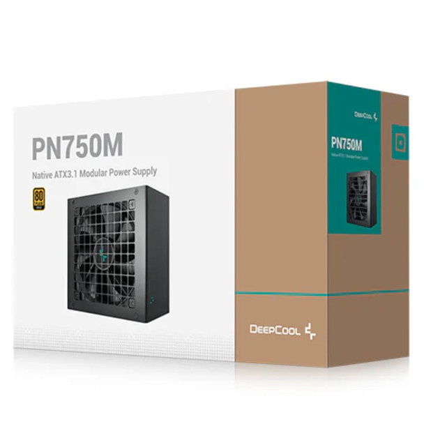 DeepCool PN750M 750W 80+ Gold Certified Fully Modular ATX Power Supply 120mm Fan, Japanese Capacitors,  DC to DC, ATX12V V3.1, 100,000 MTBF, 90% Effi