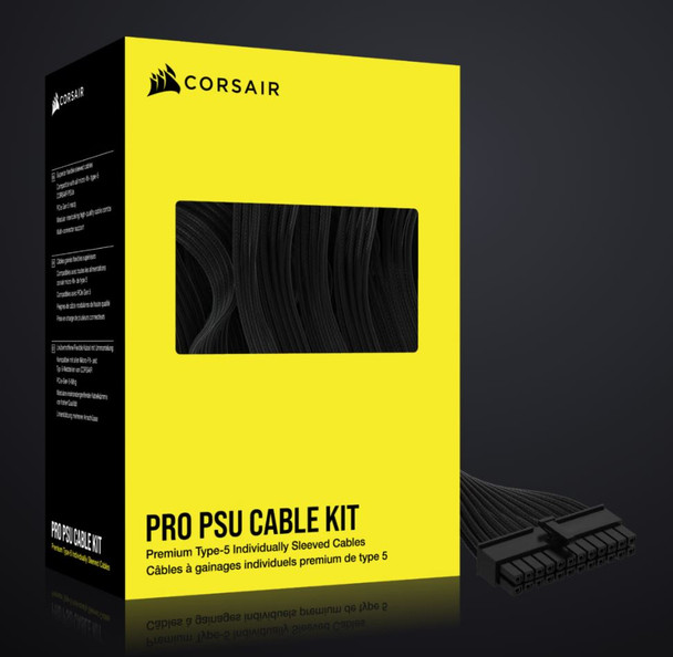 For Corsair PSU - Premium Individually Sleeved DC Cable Pro Kit, Type 5 (Generation 5), BLACK