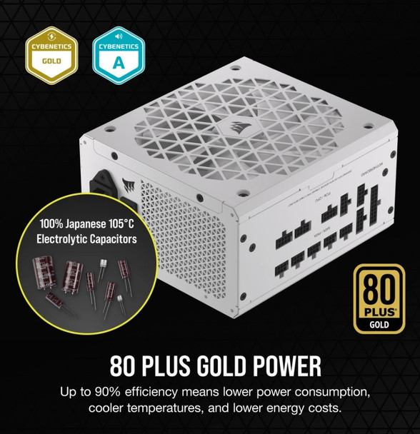 Corsair RMx Shift White Series, RM850x Shift White, 850 Watt, 80 PLUS GOLD Certified, Fully Modular Power Supply