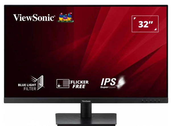 ViewSonic 32' VA3209U-2K 2K QHD, USB-C, SuperClear IPS, HDR10, Speakers, HDMI x 2, DP X 1, VESA 100x100 Borderless, Business and Office LowP Monitor