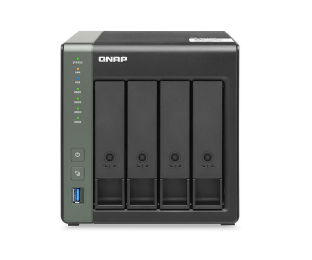 QNAP TS-431X3-4G 4 Bay AnnapurnaLabs AL-314 quad-core 1.7GHz processor, 4 GB RAM 4x 3.5-inch SATA Hot-swappable 1 x 10GbE SFP+ port 3 xUSB 3.2 Tower