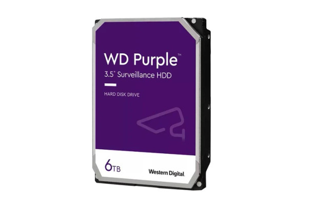 Western Digital WD Purple 6TB 3.5' Surveillance HDD 5400RPM 64MB SATA3 175MB/s 180TBW 24x7 64 Cameras AV NVR DVR 1.5mil MTBF 3yrs