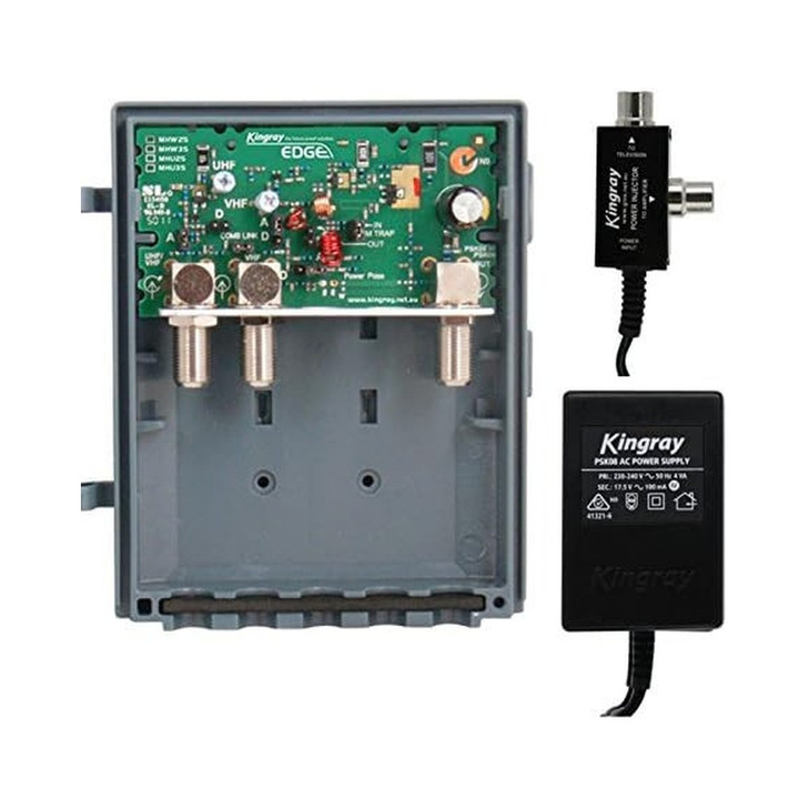 Kingray Wideband Dual Input VHF/UHF Masthead Antenna Amplifier Booster MHW35F +