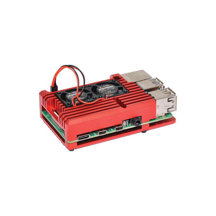 Red Dual Fan Armour Case To Suit Raspberry Pi 4