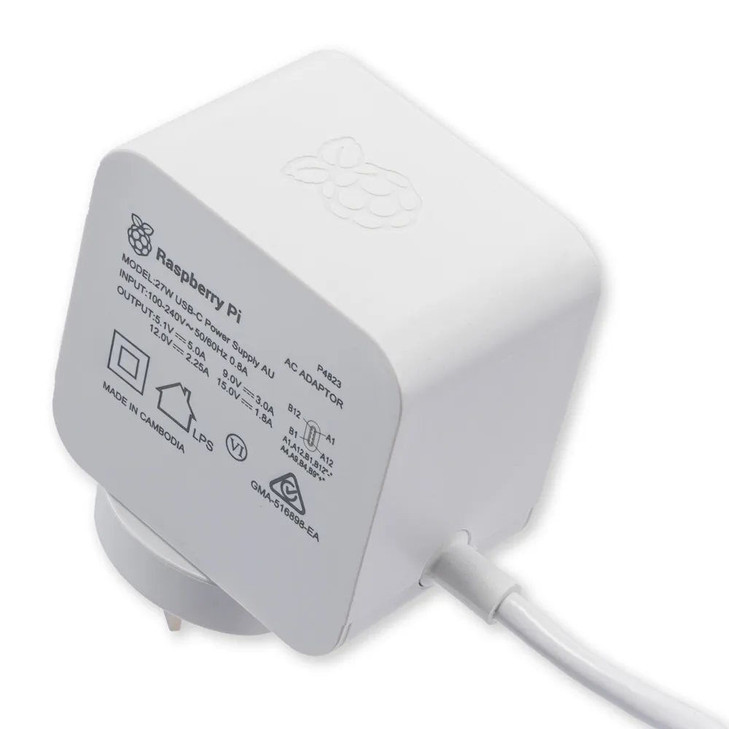 Raspberry Pi 5 Official AU White Power Supply USB-C PD 5.1V 27W