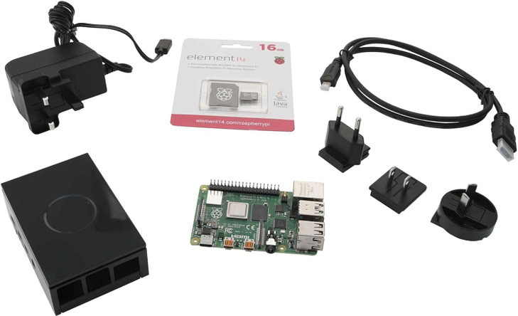 MULTICOMP PRO Raspberry Pi 4B Starter Kit, 4GB SDRAM, 16 Gig SD, Black Enclosure