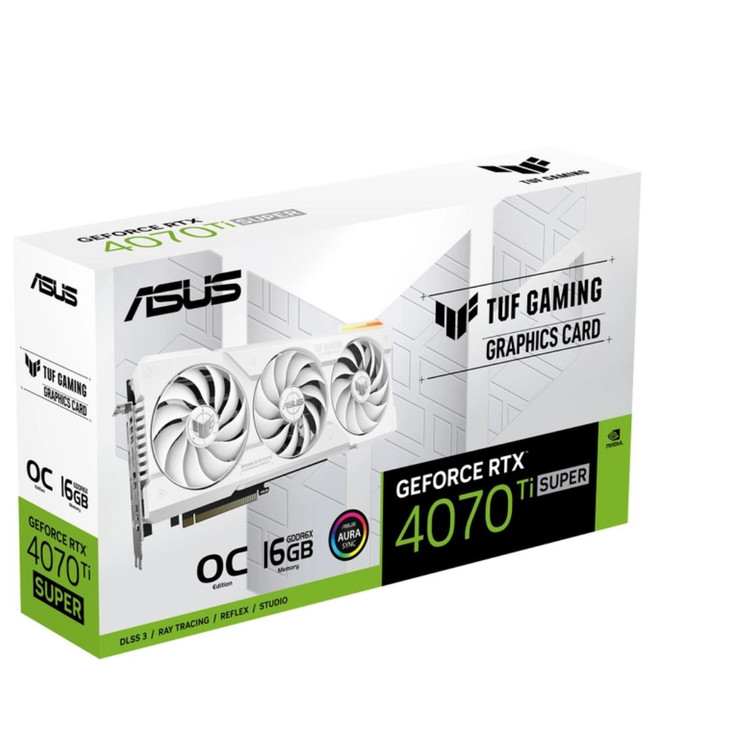 ASUS nVidia GeForce TUF-RTX4070TIS-O16G-WHITE-GAMING RTX4070 Ti SUPER 16GB GDDR6X White OC Edition