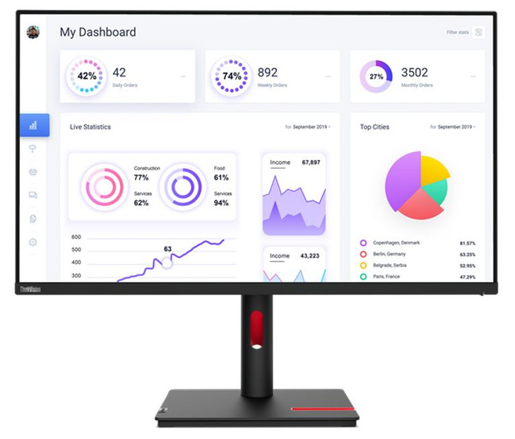 Lenovo ThinkVision T32p-30 31.5'/32' UHD Monitor IPS 4K 3840x2160 16:9 Anti-Glare Height Adjustable Tilt Swivel Pivot DP HDMI USB-C Audio 4xUSB3.1 Hub
