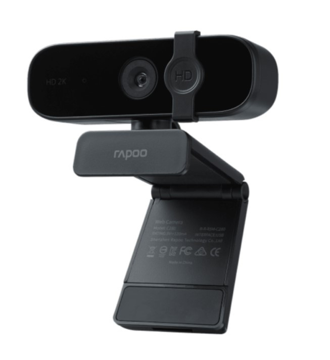 RAPOO C280 BK 2K HD Webcam - 85 Degree Wide-Angle Lens, 360 degrees Omini Microphone. Plug and Play.