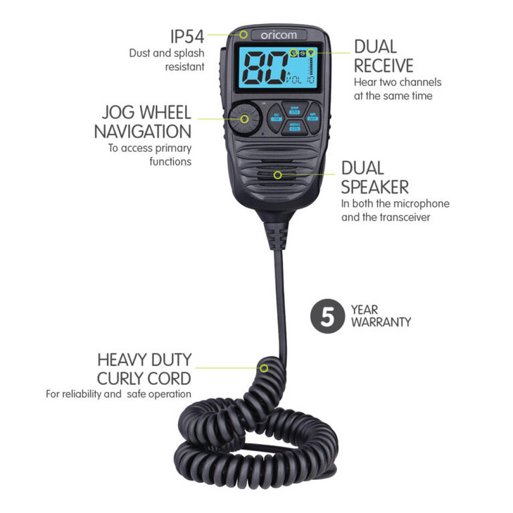 Oricom DTX4200XDV – Dual Receive UHF CB Radio with Dual Voltage and IP Rating