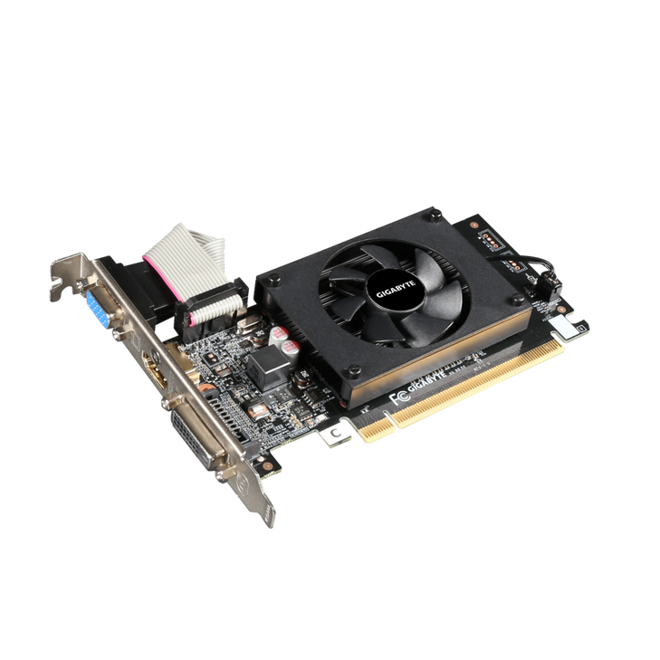 GIGABYTE Nvidia GeForce GT710 2GB GDDR3 64 bit/954MHz/Max Res 4096X2160/Dual-link DVI-D*1 / HDMI*1 / D-Sub*1