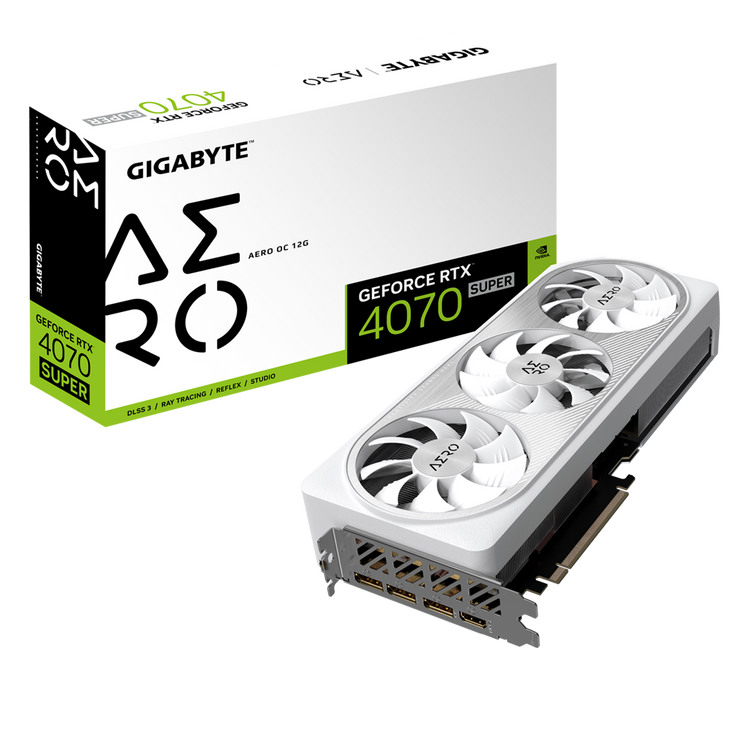 GIGABYTE Nvidia GeForce RTX 4070 SUPER AERO OC 12G GDDR6X 192 bit/2565MHz/PCI-E 4.0/Max Res 7680x4320/3x DP 1.4a & 1x HDMI 2.1a