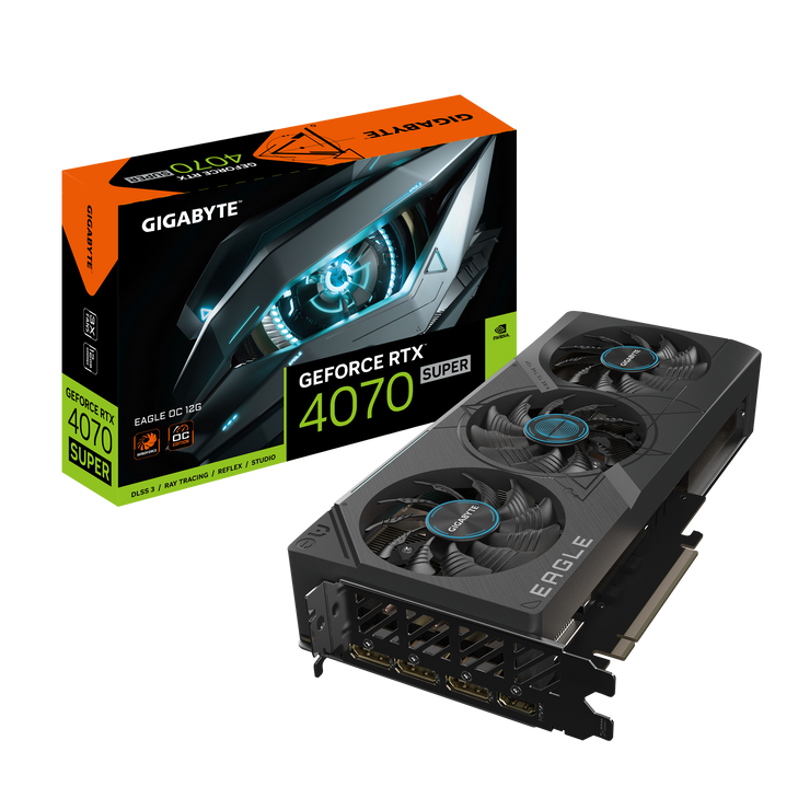 GIGABYTE Nvidia GeForce RTX 4070 SUPER EAGLE OC 12G GDDR6X 192 bit/2535MHz/PCI-E 4.0/Max Res 7680x4320/3x DP 1.4a & 1x HDMI 2.1a