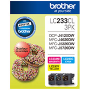 Brother LC233 COLOUR VALUE PACK 1XCYAN 1X MAGENTA 1X YELLOW