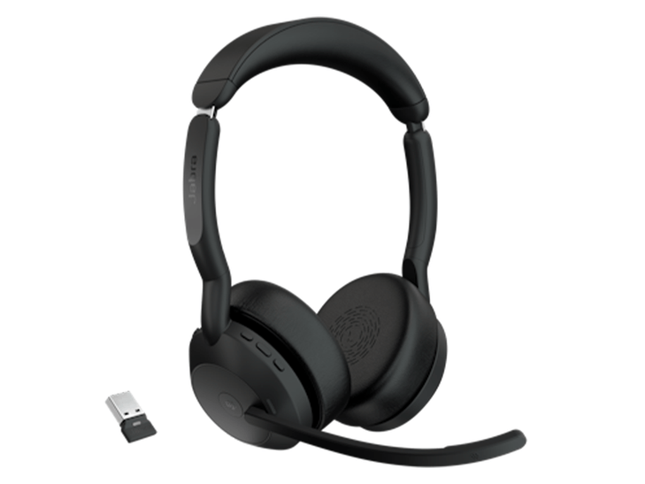Jabra Evolve2 55 USB A Stereo Teams Active Noise Cancellation, Link 380 Bluetooth® Adapter ,30m Wireless Range, 18 Hours Battery Life