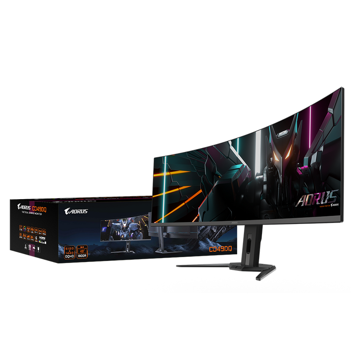 GIGABYTE AORUS CO49DQ Gaming Monitor, 49" OLED/5120 x 1440(DQHD)/10bit (1.07B)/0.03ms GTG/144Hz/99% DCI-P3/HDR True Black 400/HDMIx2 DPx1 USBCx1