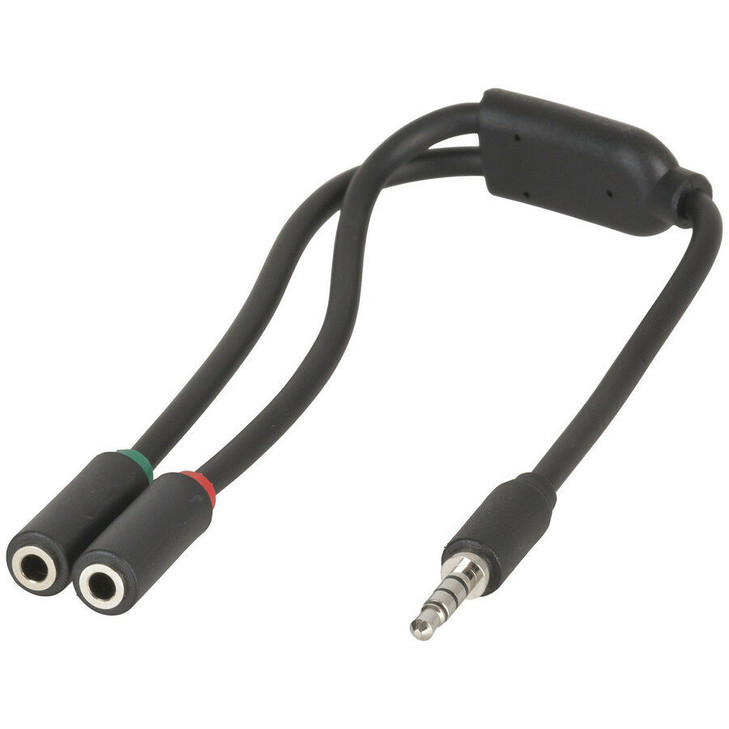 DIGITECH 3.5mm 4 Pole Plug to 2 x 3.5mm Socket Cable Splitter 250mm