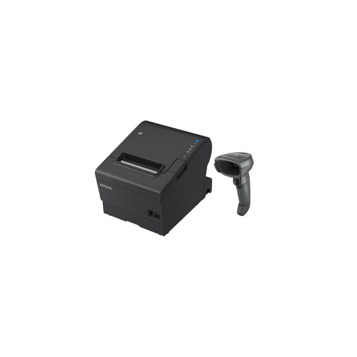 Epson TM-T88VII-612 Desktop Direct Thermal Printer + Zebra DS4608 Black